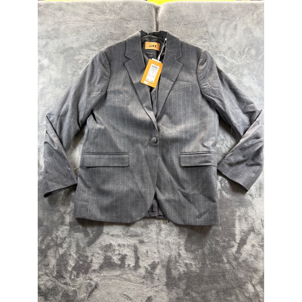 NWT JJXX women's Mary Brushed Reg Blazer TLR SN Dark Grey Pinstripe - Picture 2 of 11